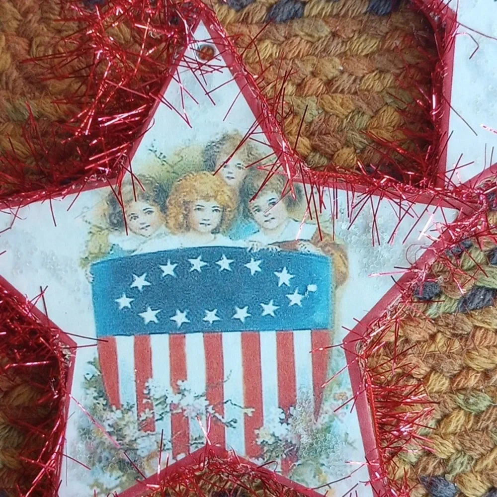 Bethany Lowe Patriotic Stars on Red Tinsel - Picture 4 of 9